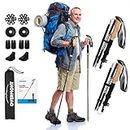 Overmont 7075 Aluminum Trekking Poles - Adjustable Hiking Poles Collapsible Walking Poles with EVA Handle All Terrain Accessories Carry Bag - 2 Pack