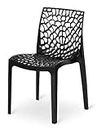 KITHANIA Plastic Web Designer Chair Outdoor Without Arm Chair (Jali) Gloss Finish Standard Chair for Home, Office and Restaurant,Weight Capacity: 150 kg Plastic Outdoor Chair (Black) (1 pc.)