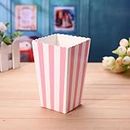 Wanna Party Movie Theater Small Popcorn Boxes - Paper Popcorn Boxes Striped Pink and White - Great for Kids Party,movie night or movie party theme, theater themed decorations or Carnival party