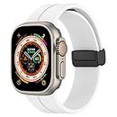 DMVEIMAL Magnética para Correa Apple Watch Ultra/2 49mm 44mm 40mm 45mm 41mm Series 8/7 se 6 5 4 3 42mm 38mm hombr/Mujer,Bracelet Silicona Deportiva Pulsera iWatch Band Strap,Blanco