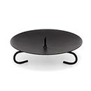 Traditional Black Metal Candle Holder Candle Plate | Pillar Candle Dish Candlestick | Round Votive Candle Holders