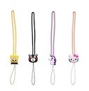 ONCRO® Pack of 4 pcs Hello Kitty Sponge Bob Teddy Bear Unicorn Horse cute soft silicon smart hanging phone charm keychain key ring holder lanyards rope for camera Keys USB drives wallet bag pack