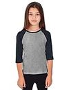 Hat and Beyond Kids Raglan Jersey Child Toddler Youth Uniforms 3/4 Sleeves T Shirts (Small (4-5 Year), (Kid) 5bh03_Heather Gray/Navy)