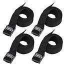 Ayaport Lashing Straps with Buckles Adjustable Cam Buckle Tie Down Cinch Strap for Packing Black 4 Pack (0.75'' x 48'')