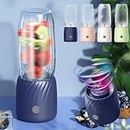 Small Blenders - Portable Blenders Juicer Machines For Shakes And Fruit Juicer USB Rechargeable With 6 Blades Handheld Blenders For Sports Travel And Outdoors 350ml Portable Size Juicer