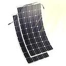 ELQ 100W Flexible Solar Panels, 12V/24V Solar Chargers, Safety LCD Charge Controller Include, 10 Years Service Life,2PCS