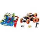 MSF Train Track playsetFor Toddlers Vehicle Playsets- Educational Rail Car Toys and Plastic Remote Control Monster Crawler, All Terrain Rc Crawler with Shock Absorption (Orange) (Pack of -2)