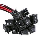 TWTADE 10Pcs Rocker Switch ON/Off 2Pin Latching Square Toggle SPST Switch Snap with Wires KCD1-X-F
