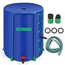HZYOUMU Collapsible Rain Barrel, 100 Gallon Pro Rain Barrels to Collect Rainwater from Gutter,Portable Water Tank Storage Container for Garden Water Catcher with Spigots and Overflow Kit