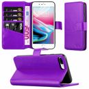 iPhone 8 Plus Phone Case Leather Wallet Flip Folio Stand Purple Cover for Apple