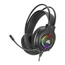 Ant Esports H580 Gaming Headset with Microphone for PS4 PC Xbox one PS5 Switch Laptop, Over Ear Headphones Wired with Noise Cancelling Mic, 3.5m Audio Jack, 50mm Stereo Drivers, Led Light – Black