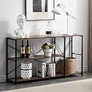 SHOCOKO Console Tables for Hallway, Industrial Sofa Table with Shelves, 3 Tier Wood and Metal Foyer Table, Rustic Brown (47 Inch Sofa Table)