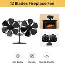 12 Blade Silent Fireplace Stove Fan Heat Self-Powered Wood Top Burner Eco Heater
