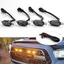CarFrill CarFrill 4 Pc Grill Light Waterproof Car Led Grille Amber Lights Smoked Lens Ultra Bright Raptor Style Grill Light Universal for Car, Truck, SUV (GRILL_YELLOW)