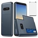 Asuwish Phone Case for Samsung Galaxy Note 8 with Tempered Glass Screen Protector and Credit Card Holder Wallet Cover Hard Hybrid Cell Accessories Glaxay Note8 Not S8 Galaxies Gaxaly Women NavyBlue