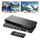 4K HDMI Multiviewer Switch 4x2 with PIP, PORTTA Quad Multi Viewer Seamless Switcher 4 in 2 Out with Toslink, 3.5mm Audio Output Support 4K 30Hz, 6 Viewing Modes, Downscaler, Compatible with Pro PS4