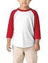 Hat and Beyond Infant Raglan 3/4 Sleeves Baseball Tee (24M, (Baby) 5bh03_White/Red)