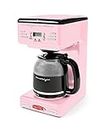 Nostalgia Retro 12-Cup Programmable Coffee Maker With LED Display, Automatic Shut-Off & Keep Warm, Pause-And-Serve Function, Pink