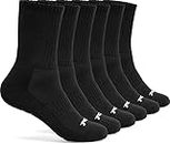 TSLA 6 Pairs Men and Women Athletic Mid Calf Socks, Cotton Blend Cushion Mid Calf Socks, Sport Performance Running Socks TM- MZS62-BLK Large