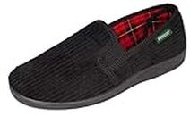 Men's Famous Dunlop BYRON Corduroy Slippers BLACK size 9 UK