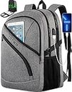 Travel Laptop Backpack, TOTWO Durable Business Computer Anti Theft TSA Airline Approved USB Tech Laptop Backpack, Work School College Bookbag, Gifts for Him Men Women Fits 15.6 Inch Notebook, Grey