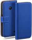 MoEx Flip Case for Nokia Lumia 630/635, Mobile Phone Case with Card Slot, 360-Degree Flip Case, Book Cover, Vegan Leather, Royal-Blue