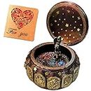 Vintage Music Box with 12 Constellations Rotating Goddess LED Lights Twinkling with Sankyo 18-Note Wind Up Signs(A1 Gold)