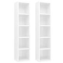 vidaXL - Set of 2 Modern Compact CD Cabinets, High Gloss White, Engineered Wood, 80 CD Storage Capacity, Dimensions: 21x16x93.5 cm