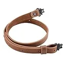 Rifle Gun Sling Buffalo Hide Leather with Mil-Spec Swivels,Durable Gun Strap, Metal Hardware 1" Wide by BOOSTEADY