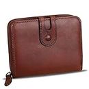 Genuine Leather Small Purse Wallet for Women RFID-Blocking Handmade Clutch Wallets Money Clip Card Case Organizer Coin Pouch (Coffee)