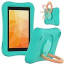 PEPKOO Kids Case for Fire 7 Tablet - 9th 7th 5th Generation 2019 2017 2015 Release, Lightweight Flexible Shockproof, Folding Handle Stand, Full Body Cover for Amazon Kindle Fire 7, Mint Orange