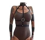 Harness For Woman Corset Belt Body Harness Chain Goth Accessories Chest Black Suspenders Leather Belts For Women (black waists 25-40 inches)