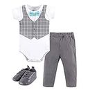 Little Treasure Unisex Baby Cotton Bodysuit, Pant and Shoe Set, Mint Bow Tie, 0-3 Months US