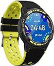 GPS Smart Watch Uomo con Sim Card Monitor Frequenza Cardiaca Telefono Smartwatch Sport Watch per Android iOS Abbigliamento giornaliero - Grigio-Giallo-Giallo