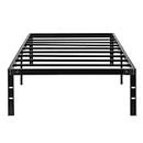 Horshod Twin Size Bed Frame, Metal Platform Frames No Box Spring Needed, Heavy Duty with Storage Space, 14 Inches High, Sturdy Steel Slat Support, Black