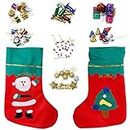 Zest 4 Toyz Pack of 2 Christmas Stocking Socks for Xmas Home Decor, Stuffed Christmas Tree Hanging Ornaments Toys 30 Pcs Candy Gift Bag Holders for Kids