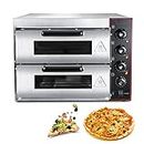 ZXMT Commercial Pizza Oven Double Oven 1700W 16 inch Stainless Steel Pizza Electric Countertop Pizza and Snack Oven Multipurpose Indoor Pizza oven for Restaurant Home Pretzels Roast Yakitori 110V