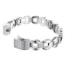 AnGolf Compatible for Fitbit Alta/Fitbit Alta HR Band for Women, Adjustable Stainless Steel Rhinestone Wristband Metal Buckle Bracelet Replacement Strap for Fitbit Alta/Alta HR Fitness Tracker, Silver