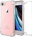 iPhone SE 2nd Generation New, iPhone 8, iPhone 7/6/6s Case, Screen Protector Slim Shock Absorption Reinforced Corner Soft TPU Silicone Clear iPhone SE 3 2022 4.7" (Clear)
