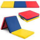 6'x2' Tri-Fold Gym Fitness Exercise Thick Mat Removable Zippered Cover w/ Handle