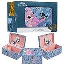Disney - Musical Stitch & Angel Jewellery Box for Girls | Official Licensed | Wind-Up Magical Tune, Spinning Figure | 18.5cm L x 12cm W x 10cm D, Blue, One Size, Plastic