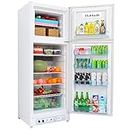SMETA Propane Refrigerator with Freezer 13.4 cuft Gas Fridge 110v/LPG Dual Ways Top Freezer Top Mount Full Size for Kitchen Garage RV Off-Grid