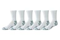 Amazon Essentials Men's Performance Cotton Cushioned Athletic Crew Socks, 6 Pairs, White, 12-14