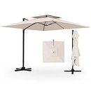 THESHELTERS - Premium Garden Umbrella 360 Degree Rotating Stylish and Durable Outdoor Garden Umbrella with Heavy-duty Cross Base- Patio and Lawn Umbrella, Big Size Outdoor Umbrella with Stand (White)