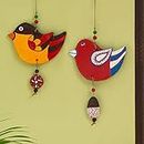 ExclusiveLane Birds Feathered Sparrows Handmade & Hand-Painted Garden Decorative Outdoor Wall Hanging in Terracotta Decor - Decorative Items for Home Room Wall Decoration, Multicolour, Standard