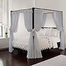 Royale Home Canopy Bed Curtains with Top Ties and Tie Backs, Grey Sheer for All Bed Sizes