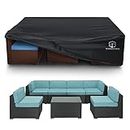 STARTWO Patio Furniture Covers,Waterproof Outdoor Furniture Covers, Heavy Duty Outdoor Sectional Sofa Cover with Windproof Buckles, 8-12 Seats Patio Table Cover (110x84x28, Black)