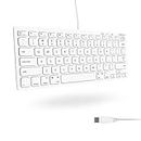Macally USB Wired Keyboard for Mac and Windows PC - Plug and Play Apple Keyboard with 78 Scissor Switch Keys and 13 Shortcut Keys - Compact & Small Keyboard that Saves Spaces and Looks Great - White
