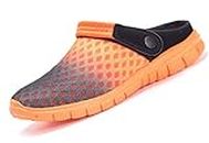 Clogs Men's Mules Mesh Sabot Summer Slippers Women's Breathable Garden Shoes with Non-Slip Soft Sole Leisure Sandals, Size 36-48, Orange, 38 EU