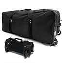 TELOSPORTS 32 inch X-Large Foldable Duffle Bag with Wheels 600D Oxford Collapsible Large Heavy Duty Cargo Duffel Storage Duffel with Rollers for Camping Travel Gear, Black.